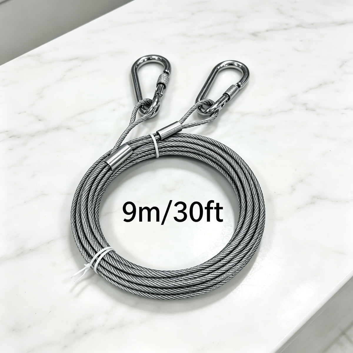 Stainless Steel Dog Leash Reflective Rust-Resistant Heavy Duty Cable Tie-Out for Medium Large Dogs Outdoor Yard Camping 3XL 4XL Multiple Lengths Silvery Grey