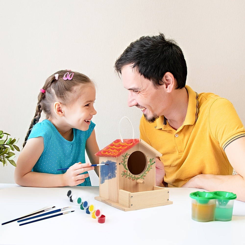 Wooden Birdhouse Building Kit for DIY Build-and-Paint Craft Projects