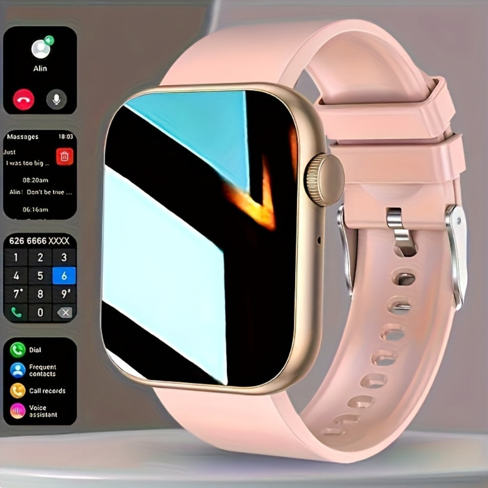 Full Touch Screen Smartwatch 95% Screen Coverage Customizable Watch Dials – 1.83" TFT Wireless Calling SMS Reminders Multiple Sport Modes Compatible with Android iPhone Unisex Black Pink Gift