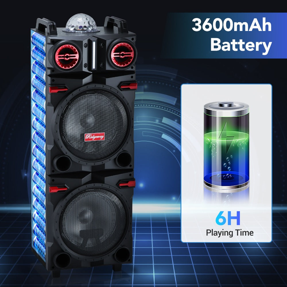 Karaoke Party Bluetooth Speaker with Sound Reactive Lights, 1000W Peak DJ Subwoofer Stereo Boombox, USB SD AUX FM Radio, Telescopic Rod Remote Control for Outdoor Indoor Party