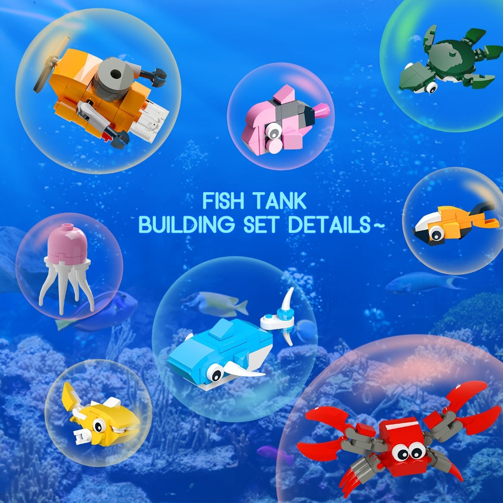 Ocean Fish Tank Building Set, 501 Pieces, LED Aquarium Model LC8059