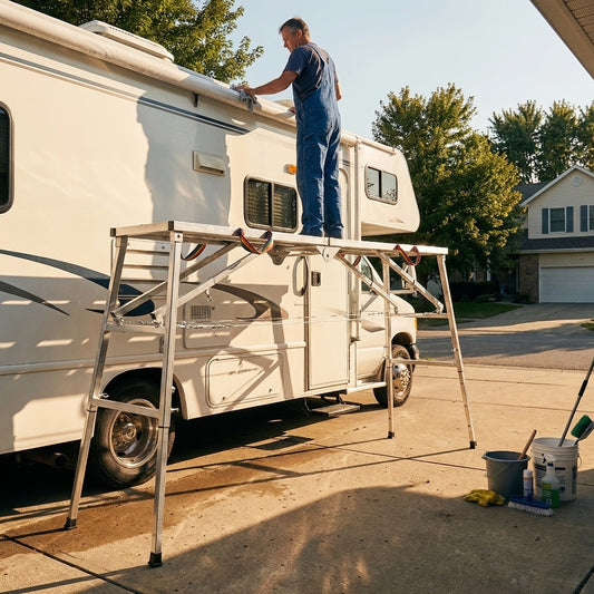 Folding Steel Work Platform, Adjustable Height with Five Length Options
