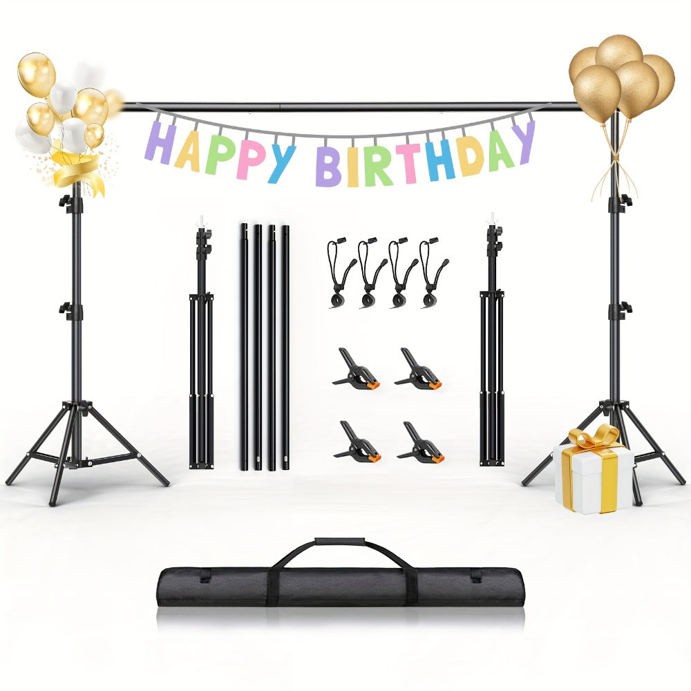 Background Stand Kit 8.5x10ft Adjustable Backdrop Stand for Birthday Party Festival Photography, Heavy Duty Crossbar Support, Easy Assembly, for Indoor Outdoor Events