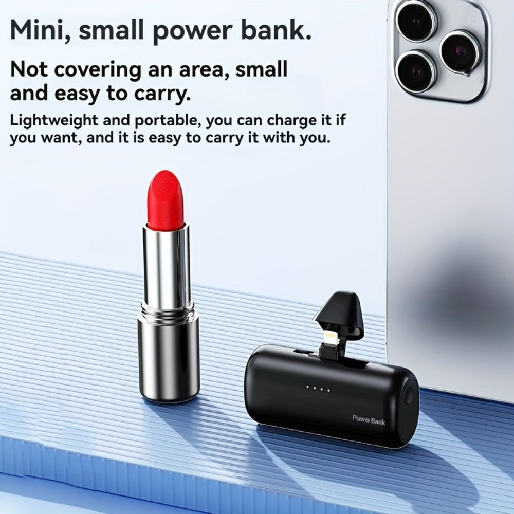 5000mAh Portable Charger with Built-In 2-in-1 Lightning & USB-C Connector - Slim Mini Power Bank 18.5W Fast Charging Compatible with iPhone 17 16 15 14 13 12 11 Samsung Android