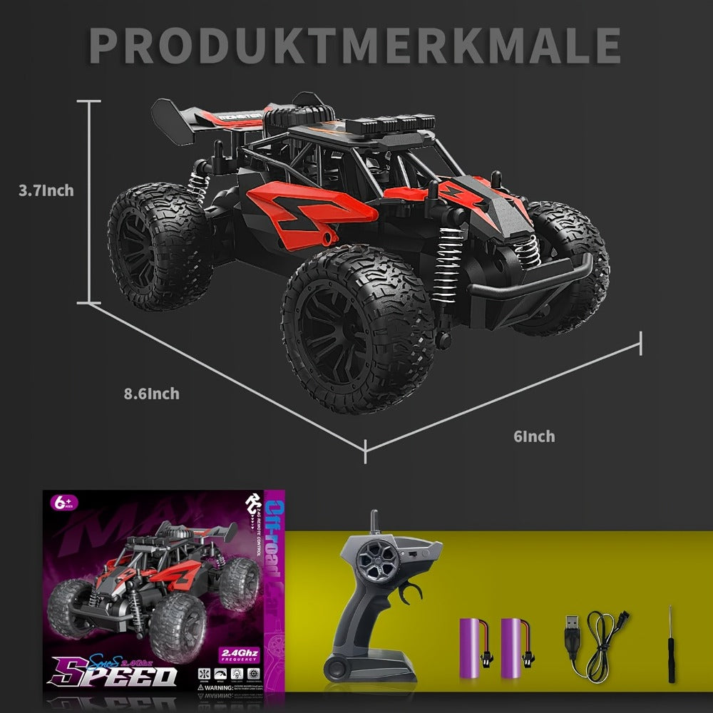 4WD All-Terrain RC Off-Road Truck with Alloy Steel Body, Red or Yellow