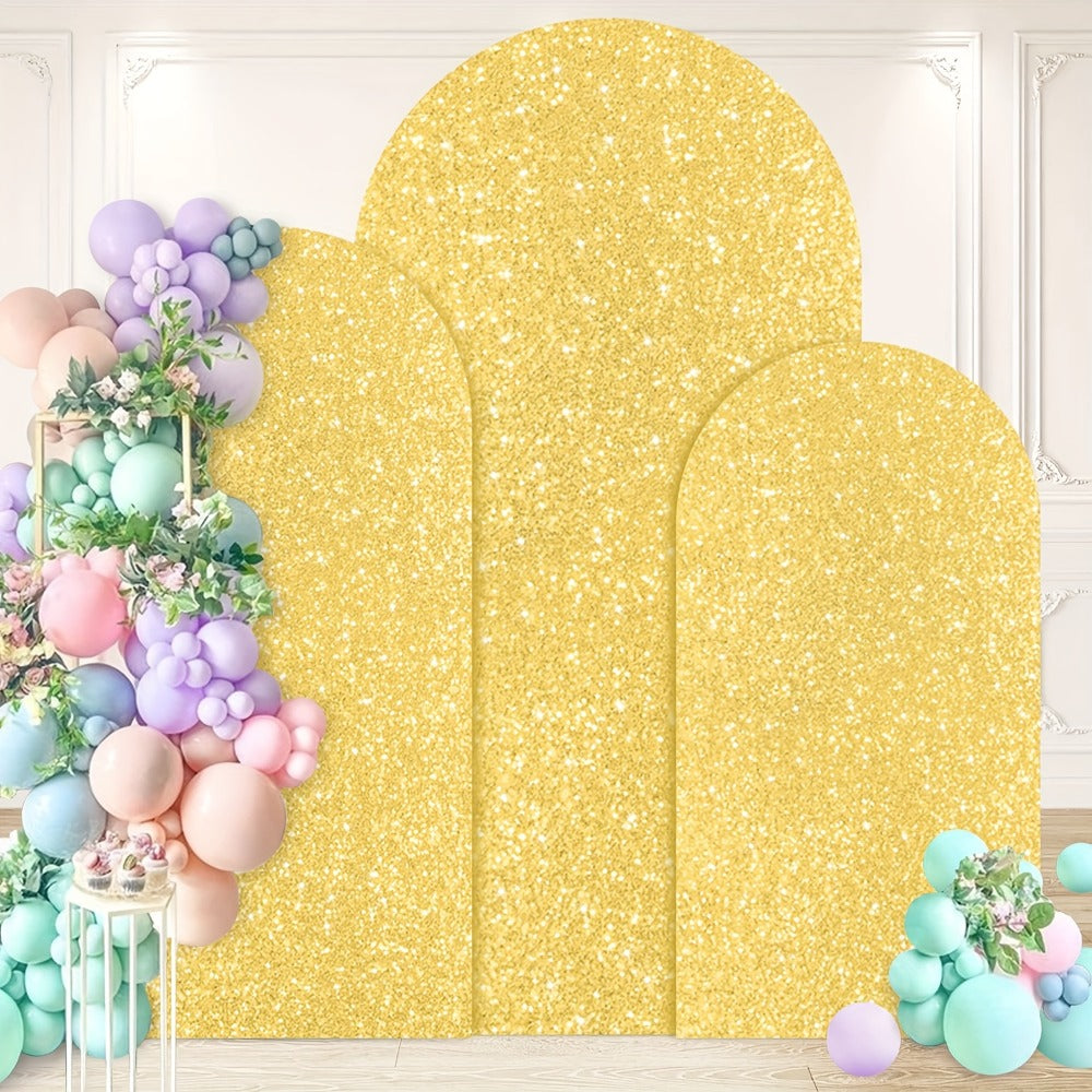 Sequin Wedding Arch Cover Set 3pcs – 6ft 6.6ft 7.2ft Metallic Spandex Payette Glitter Arch Backdrop Cover for Wedding Ceremony, Birthday Party, Bridal Shower & Event Decoration | Fits Most Arch Stands