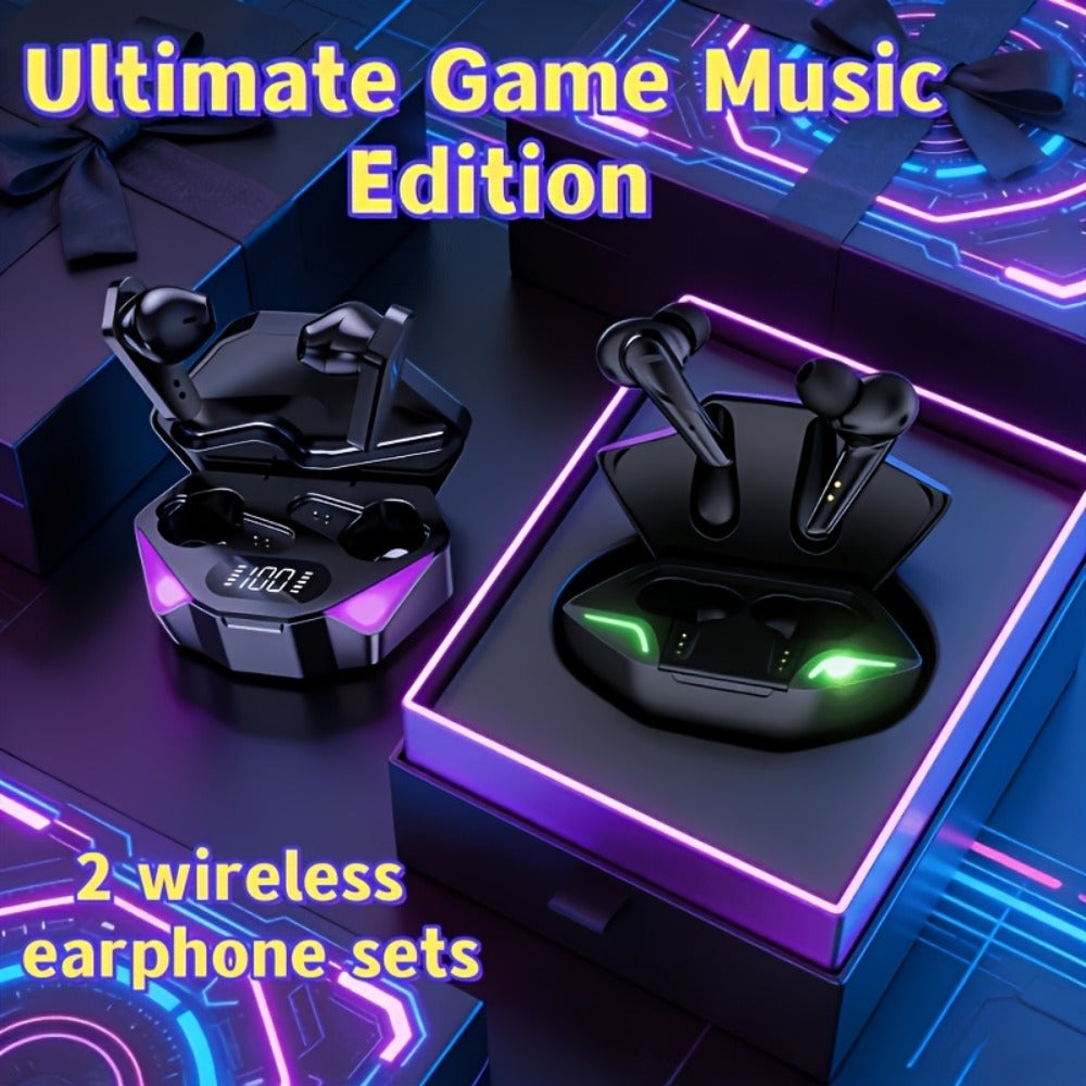 Cute Pink Cat Ear Headphones & Wireless Earbuds Gift Set Bundle LED Glowing Over-Ear Headset Combo for Girls Teens Women Birthday Holiday Back to School