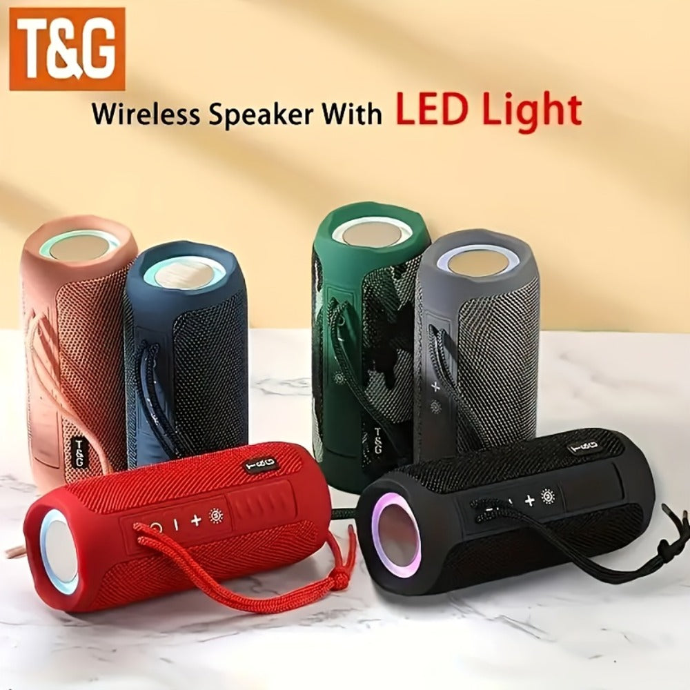TG227 Portable Bluetooth Speaker with LED Breathing Light, TWS Stereo Sound, USB-C Rechargeable, Wireless Speaker for Outdoor Camping, Hiking, Gatherings