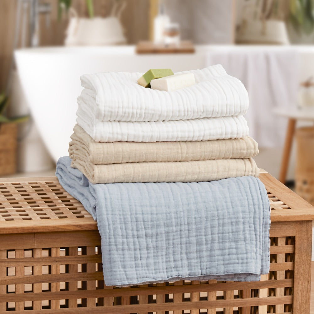 6-Layer Gauze Blanket 100% Muslin – Lightweight Breathable Cotton Throw for Couch & Bed, All Season Adult Blanket, 4 Colors