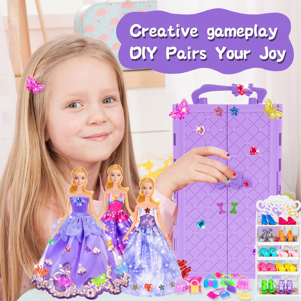 Doll Closet Playset with Clothes & Accessories for 11.5-Inch Fashion Dolls