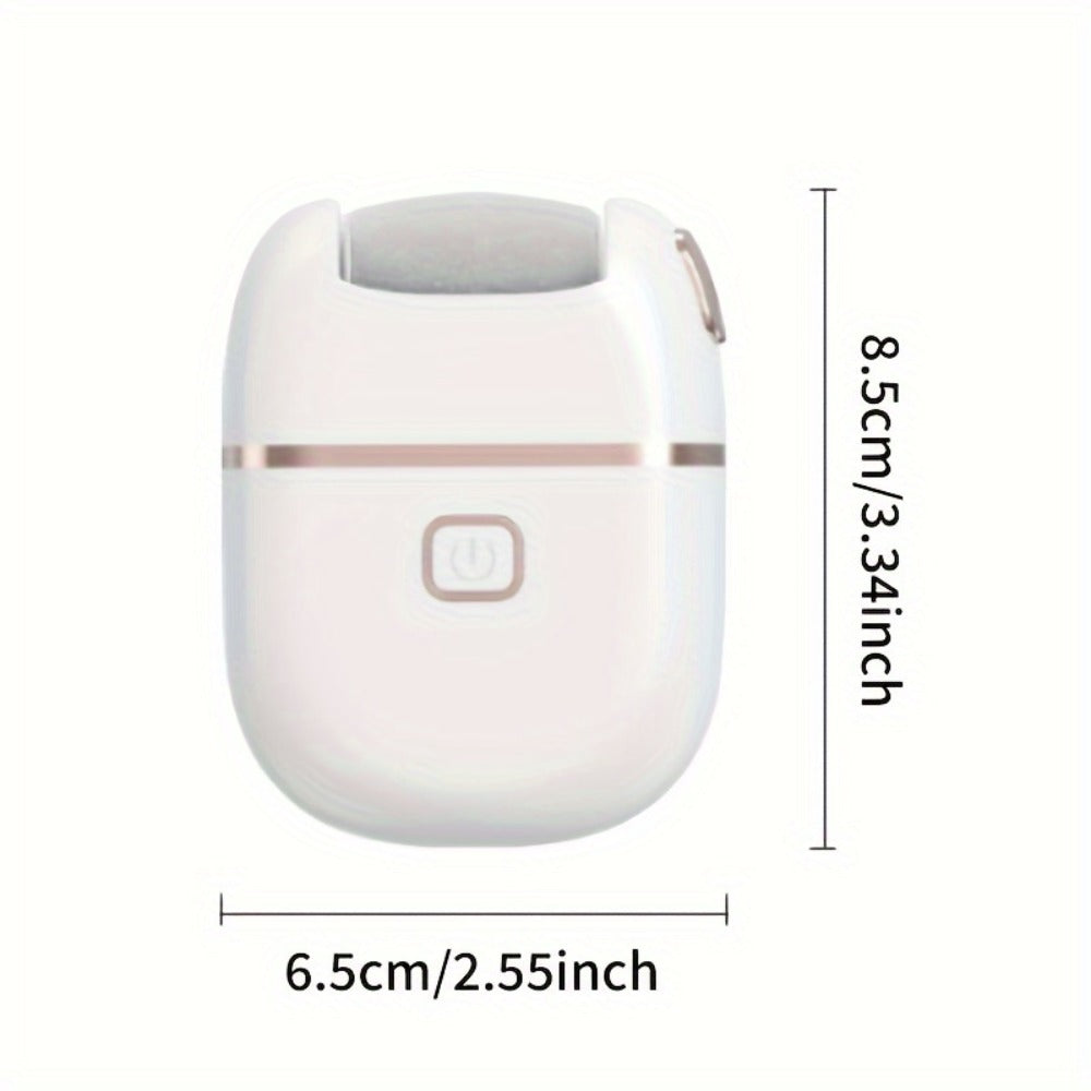 Electric Foot Callus Remover Rechargeable with 2 Roller Heads - Portable Dead Skin Scrubber Pedicure Tool for Smooth Soft Feet Cracked Heel Repair Home Professional Foot Care Kit, White