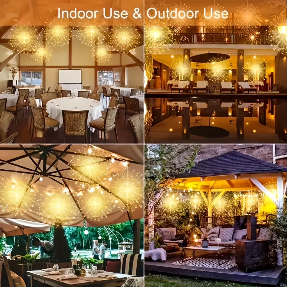 Solar Starburst Lantern Fairy Lights Outdoor 5 Pack 450 LED - Remote & Timer, 8 Modes, Adjustable Brightness, Pure Copper Wire, Waterproof for Yard, Garden, Patio, Wedding & Christmas Decor