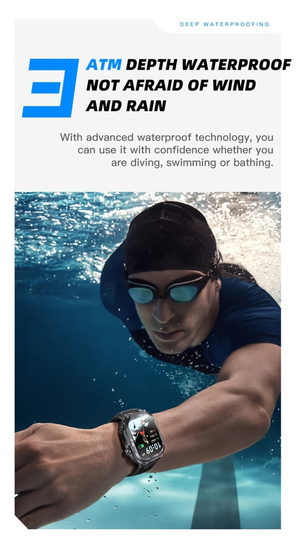 LED Flashlight Smartwatch for Men 2.02 Inch TFT Waterproof Wireless Calling Sleep Monitor Pedometer Activity Tracker iOS Android – Gift for Dad Boyfriend Husband