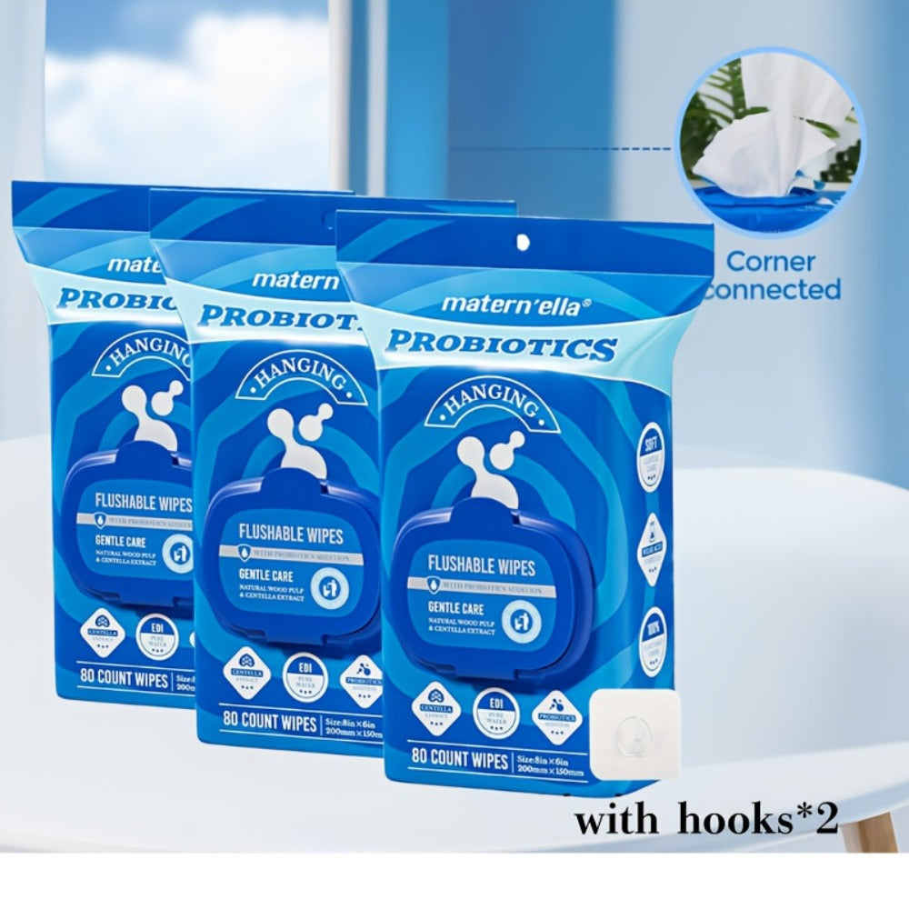 Flushable Wet Wipes for Adults with Probiotics – Plant-Based Fibers, Fragrance Free, Sewer Safe, Soft & Thick Disposable Butt Wipes, Travel & Camping Must-Have, for Incontinence & Personal Care (3/5/6/8 Packs)