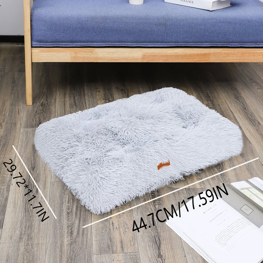 Fleece-Lined Dog Bed and Cat Mat with Removable Cover, Light Gray, S–XXL