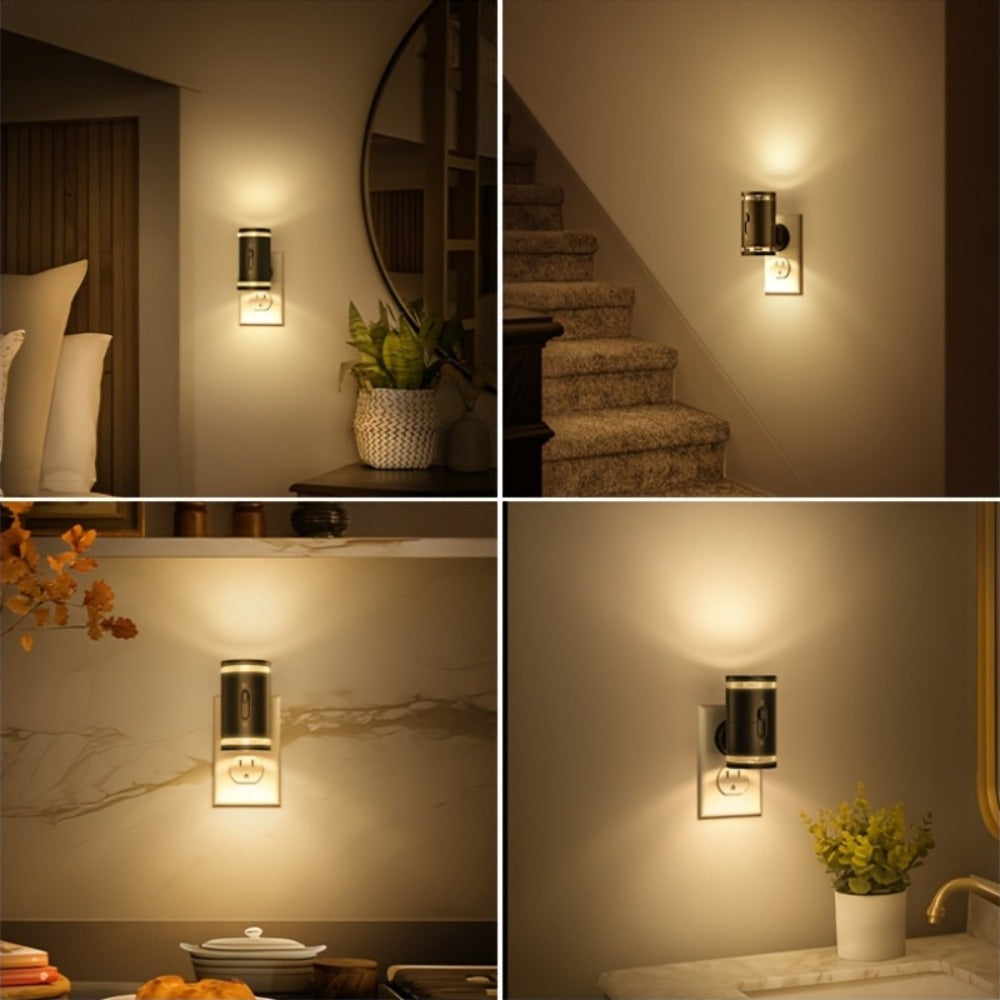 LED Night Light Plug In Dusk to Dawn Sensor – 5-120LM Adjustable Brightness, 3 Color Temperatures, Modern Plug-In Night Lights for Hallway, Bedroom, Staircase, Bathroom & Toddler Room, 2 or 4 Pack