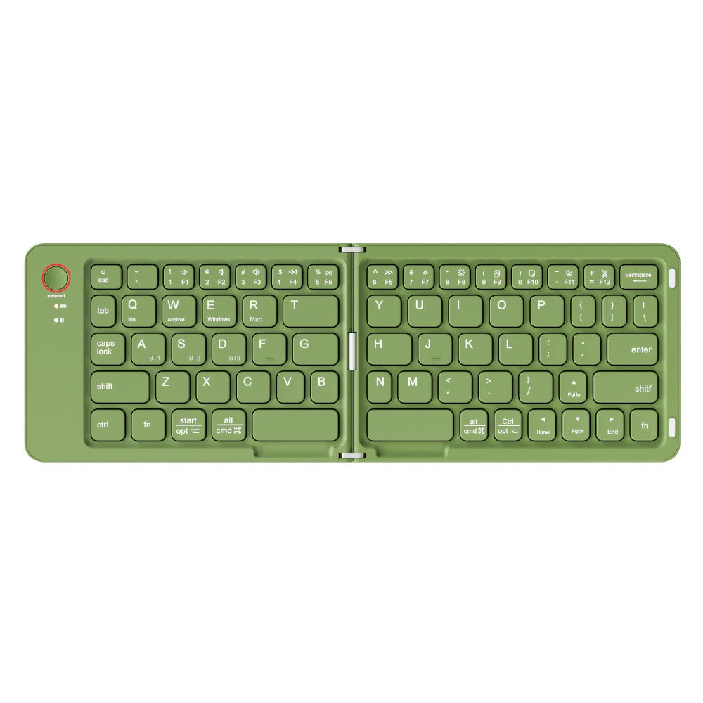 Folding Wireless Keyboard KLZO B023 Dual-Fold Magnetic – Slim Portable Bluetooth Keyboard, Ultra-Long Battery Life, Multi-Device Compatible for iPhone, iPad, Android, Windows, Mac | White, Green, Black