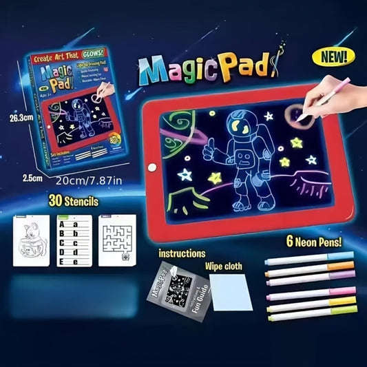 Light Up Drawing Board for Kids, LED Glow Doodle Board with Colorful Markers