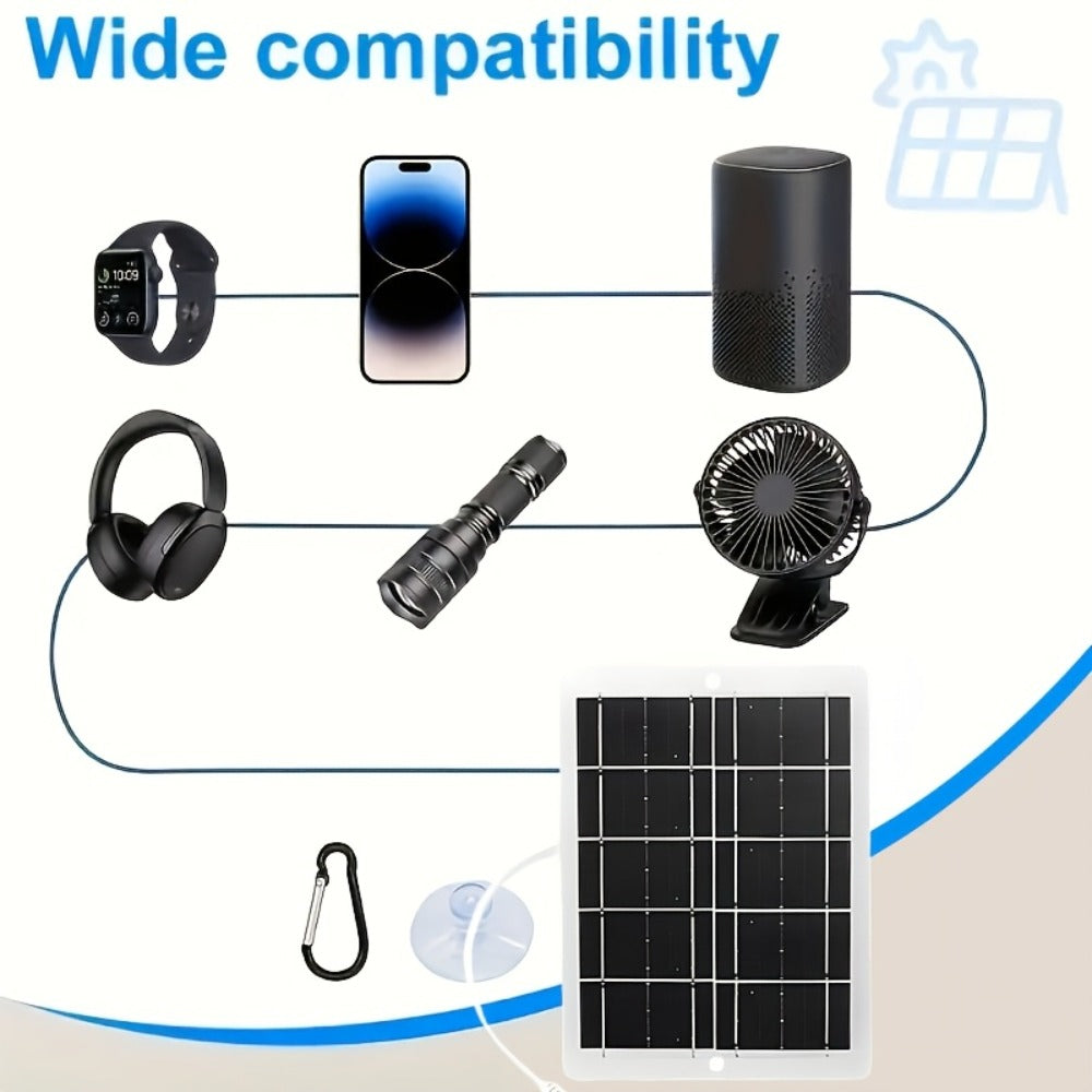 Outdoor Solar Phone Charger 5V USB 2.5A – Portable Solar Charging Panel for Camping Hiking Backpacking | Charges Phones Power Banks Flashlights Fans | Lightweight Compact Emergency Home Backup Solar Power