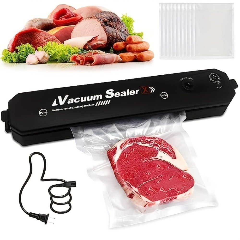 Vacuum Sealer Machine with 50 Vacuum Storage Bags – 2-in-1 Vacuum & Heat Sealing, One-Button Operation, Food Preservation Sealer for Freshness, Black or White