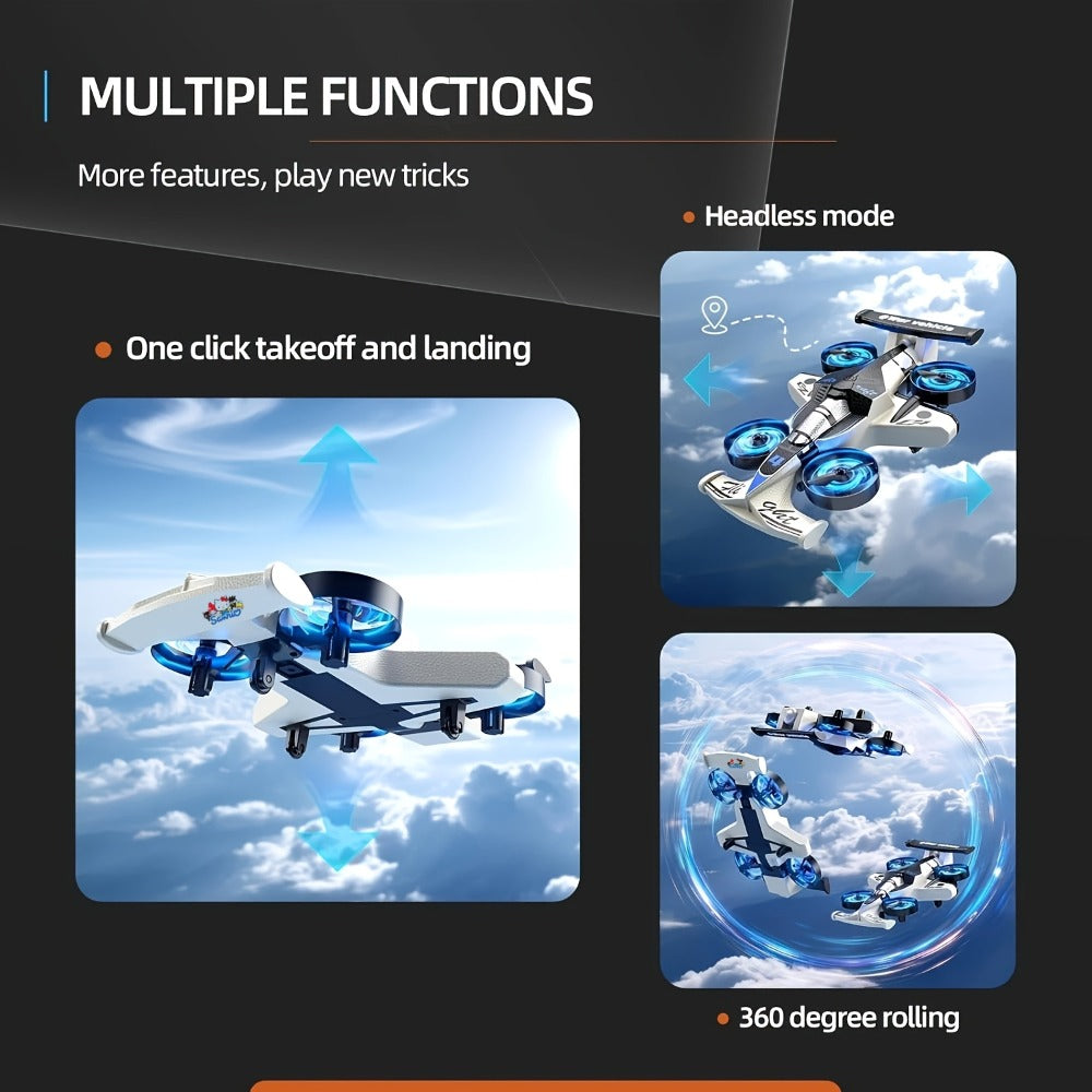 RC Flying Car Drone Combo for Kids – 2-in-1 Remote Control Racing Car & Quadcopter One-Key Takeoff 360° Aerial Flips Stable Hover Durable Foam Body Indoor Outdoor Gift for Boys Girls Age 6+ Red White Purple