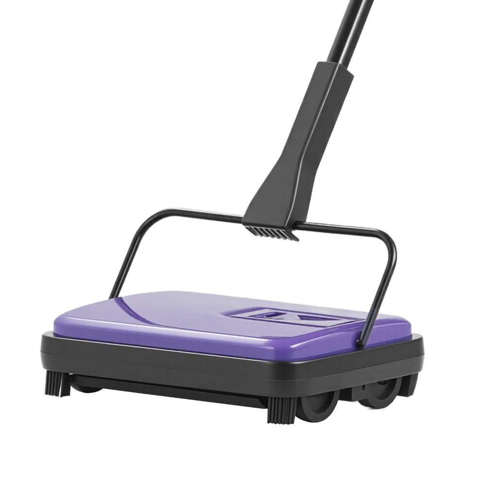 Manual Carpet Sweeper Push Non-Electric 300ml Dustbin 6.7in Width 180° Rotating Head Quiet Floor Sweeper for Home Office Pet Hair Hardwood Tile