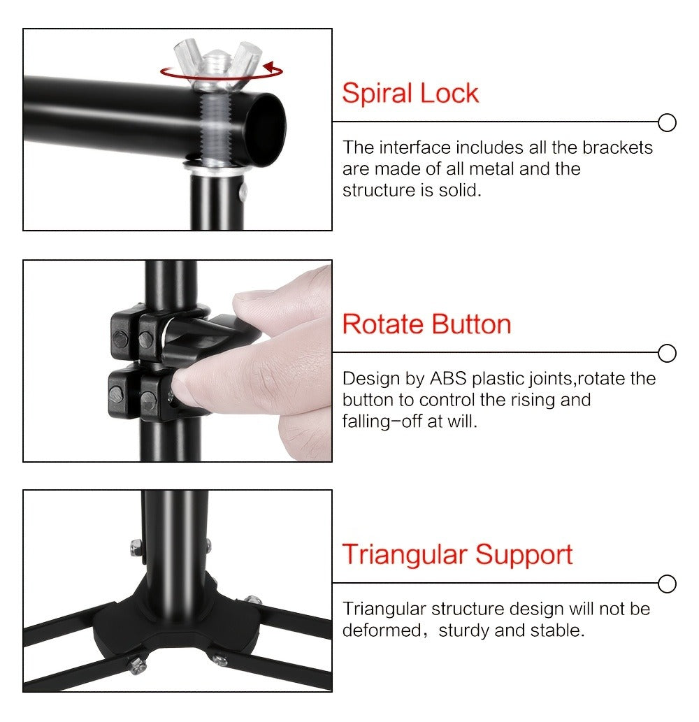 10x7ft Adjustable Backdrop Stand Kit for Photo Studio - Background Support System with 2 Stands, 4 Crossbars, 4 Clamps & Carry Bag for Photography, Video Shoots & Events