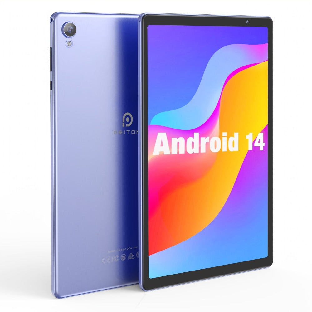 Android 14 Tablet 10 Inch 6000mAh Battery 4GB RAM 32GB ROM Quad-Core HD IPS Screen WiFi Google Play Front Rear Camera Blue Pink Gray Purple with Protective Case