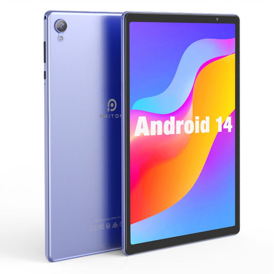 Android 14 Tablet 10 Inch 6000mAh Battery 4GB RAM 32GB ROM Quad-Core HD IPS Screen WiFi Google Play Front Rear Camera Blue Pink Gray Purple with Protective Case