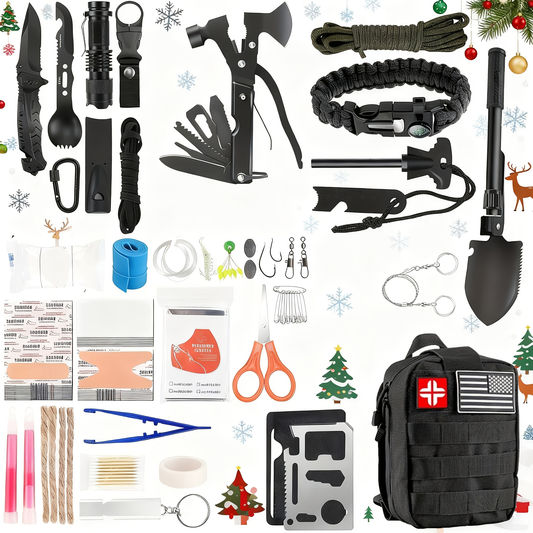 Outdoor Camping Tool Kit with Storage Bag, 212 or 260 Piece Options