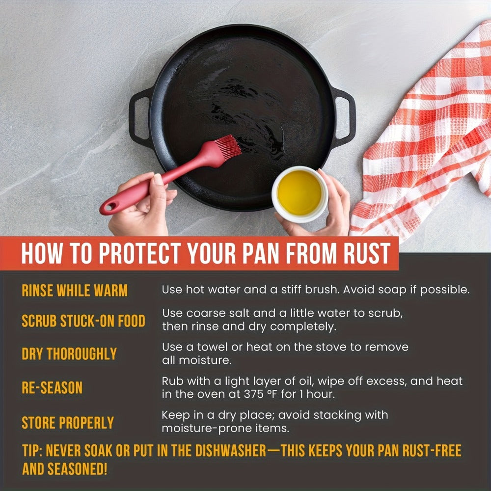 Cast Iron Frying Pan Non-Stick 11 Inch 28cm – Rust-Proof Anti-Deformation Even Heating | Oven & Induction Safe Skillet for Pizza Barbecue & Camping | Durable Cast Iron Pan Single or 2-Pack
