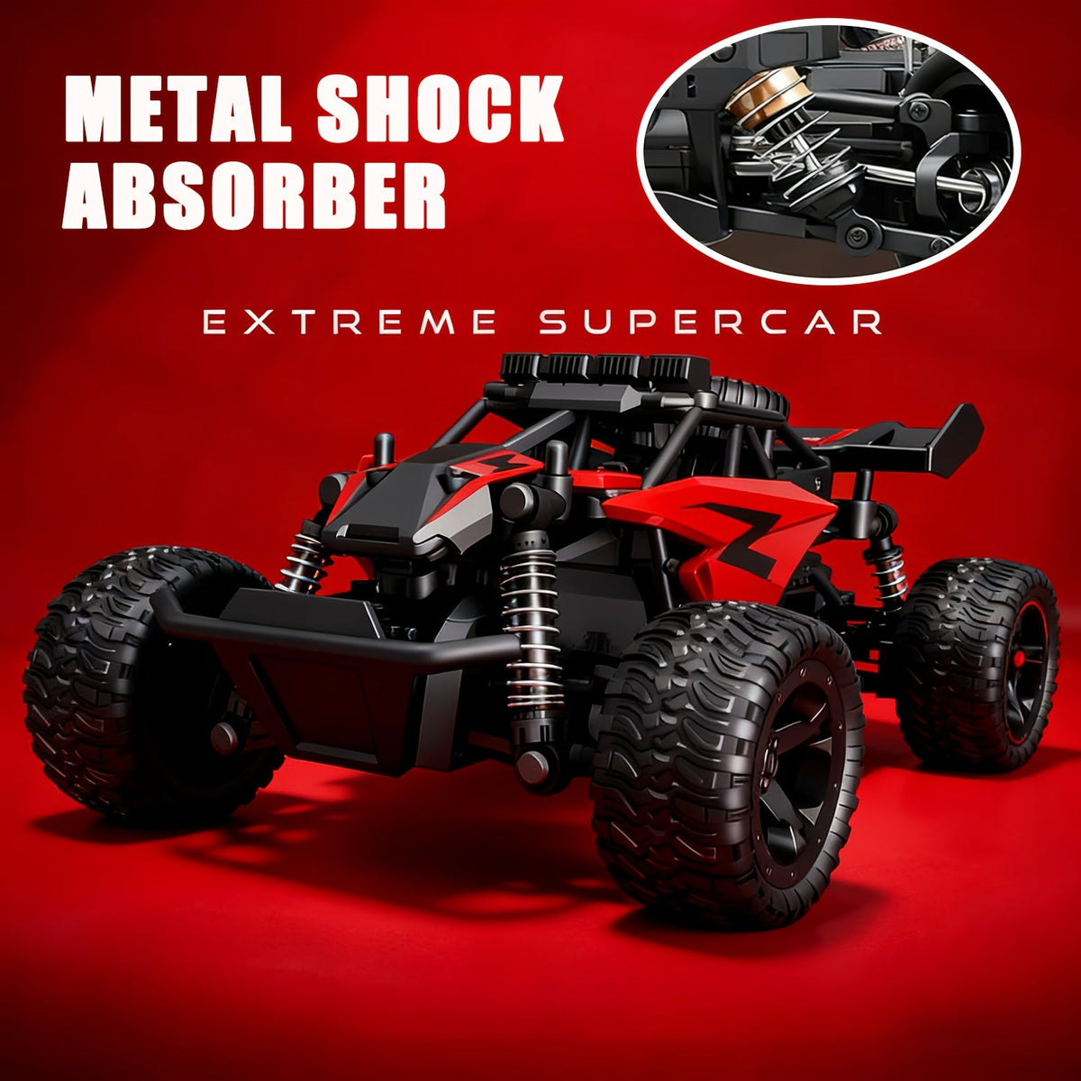 High-Speed RC Buggy 40km/h Alloy Body – 2.4G Remote Control Off-Road Vehicle for Boys Ages 6+, Super Powerful All-Terrain Outdoor Racing Truck, Birthday Halloween Christmas Gift Red Yellow