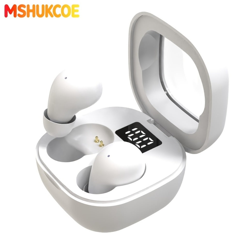 MSHUKCOE Ultra Thin Sleep Earbuds Low Latency Sleep Game Mode, Dual Noise Reduction 6D Bass HiFi Invisible In-Ear Wireless Earphones Ultra Long Battery Life, Birthday Gift