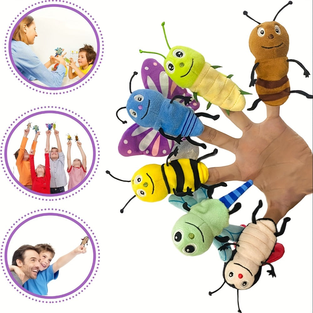 Insect Finger Puppet Set 6pcs Realistic Mini Hand Puppets for Kids Toddlers, Cute Bug Animal Finger Puppets for Role Play Storytelling Science Learning, Birthday Party Favor Gift