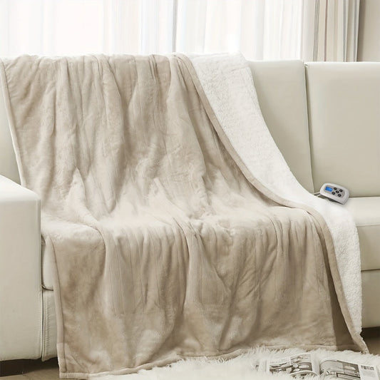 Electric Heated Flannel Blanket with Dual Control and 10 Heat Levels