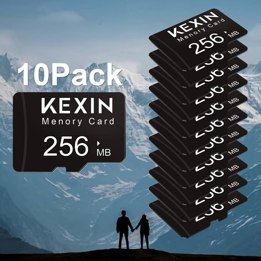 256MB Micro SD Card 10 Pack with SD Adapter, KEXIN High Speed TF Memory Cards Bulk Set for Car Audio, Dash Cam, Camera, Smartphone, Tablet, Game Console, PC – Compact Flash Storage Multi-Device