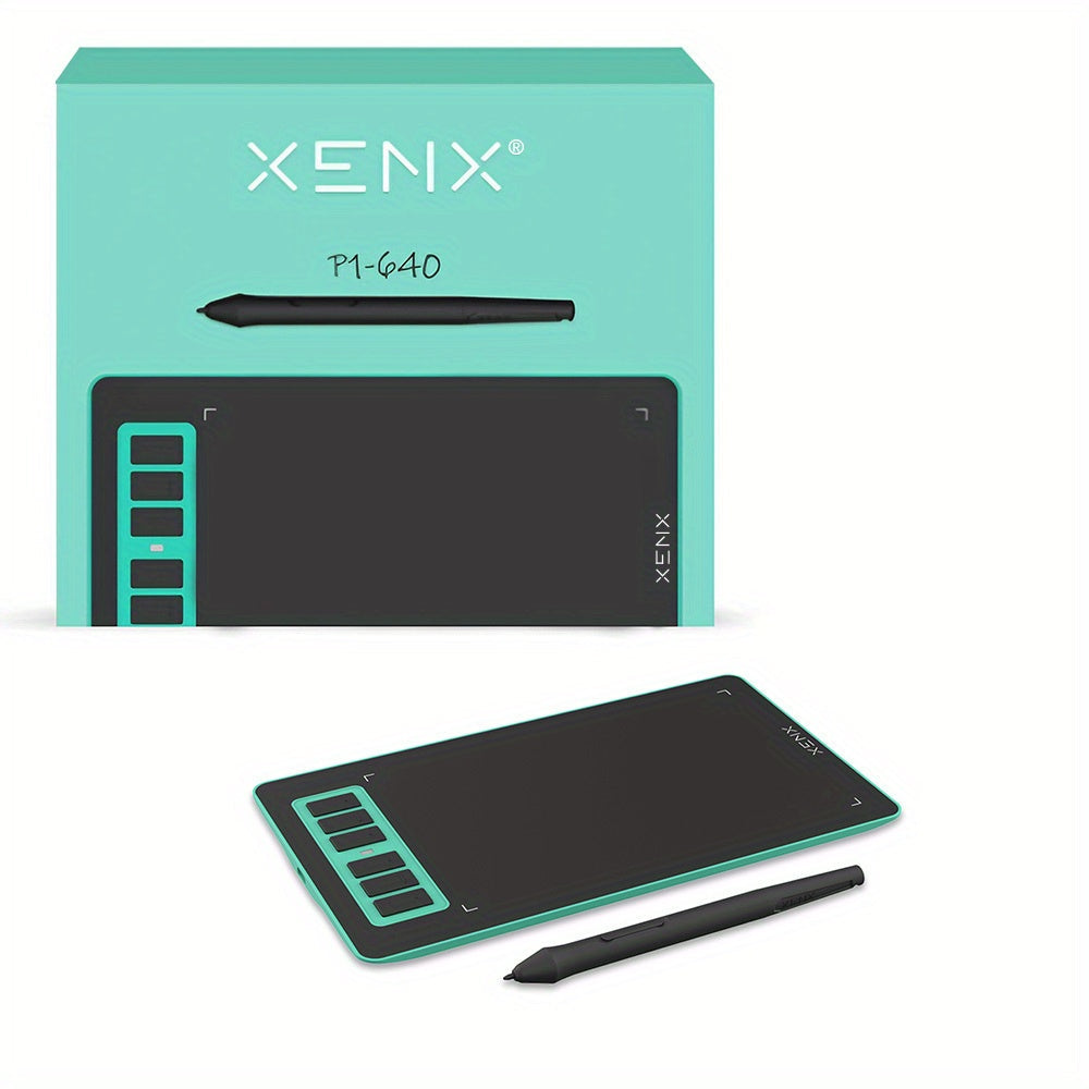Graphics Drawing Tablet XENX P1-640 8192 Pressure Sensitivity 6 Hot Keys 6.6x4.1 Inch Active Area Battery-Free Stylus Compatible with Mac Windows PC Android for Digital Art Animation OSU Design
