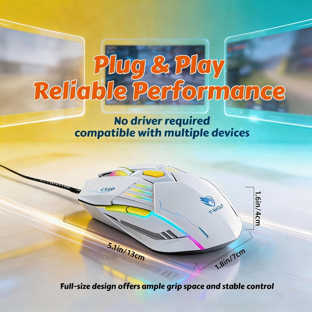 Programmable RGB Gaming Mouse Wired Ergonomic Pro-Grade with Turbo Click Multi-Mode DPI Sensitivity Dynamic RGB Lighting Forward Back Buttons USB Plug & Play for PC Laptop Mac Multiple Models