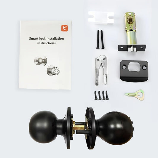 Keypad Smart Door Knob with App Control, Passage Mode and Auto-Lock, Black