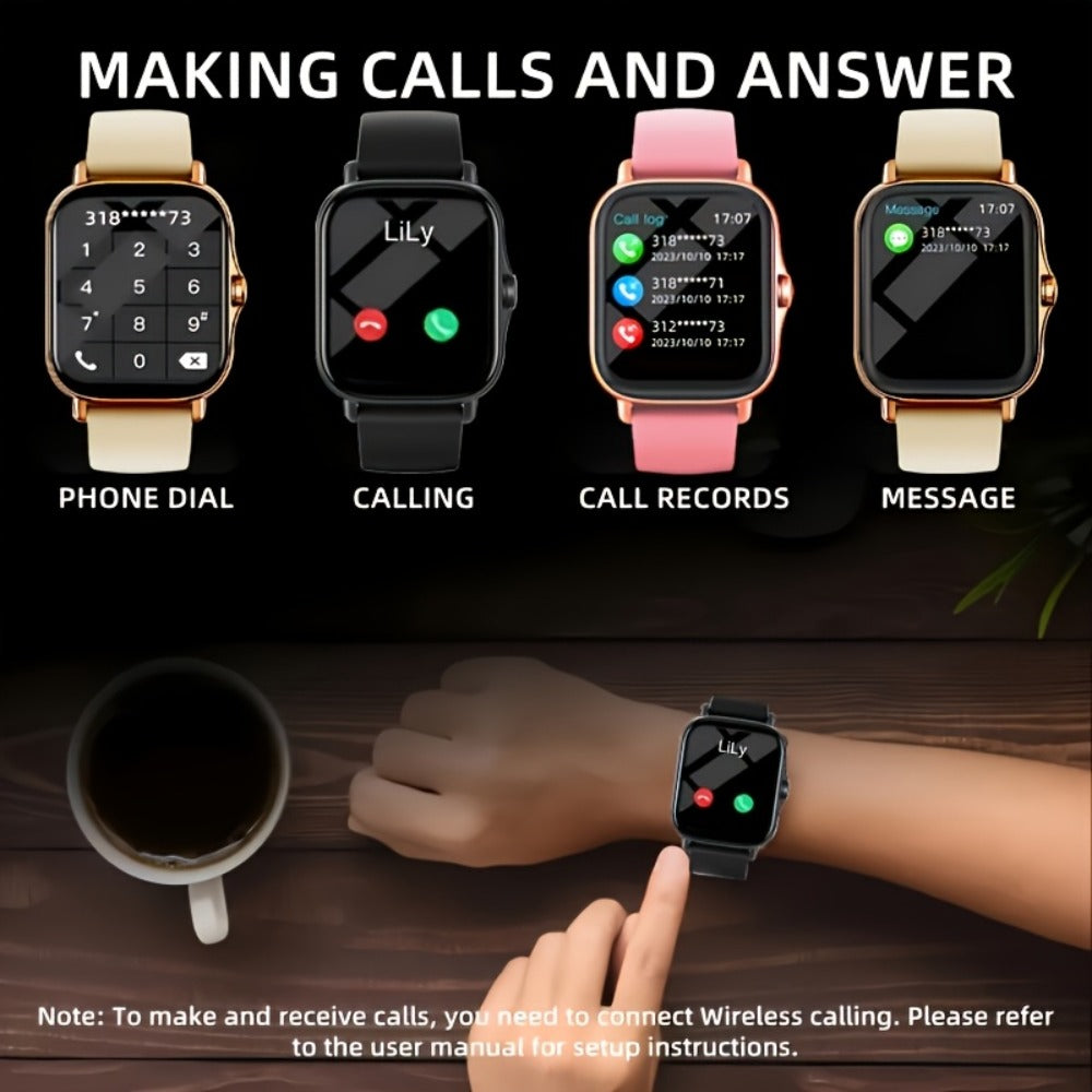 Large Screen Smart Watch with HD Voice Calling, Unisex Bluetooth Smartwatch, Message Reminder, Multiple Sport Modes, Heart Rate Sleep Tracker, Compatible with iPhone & Android – Outdoor Daily Wear Gift Watch 8 Colors
