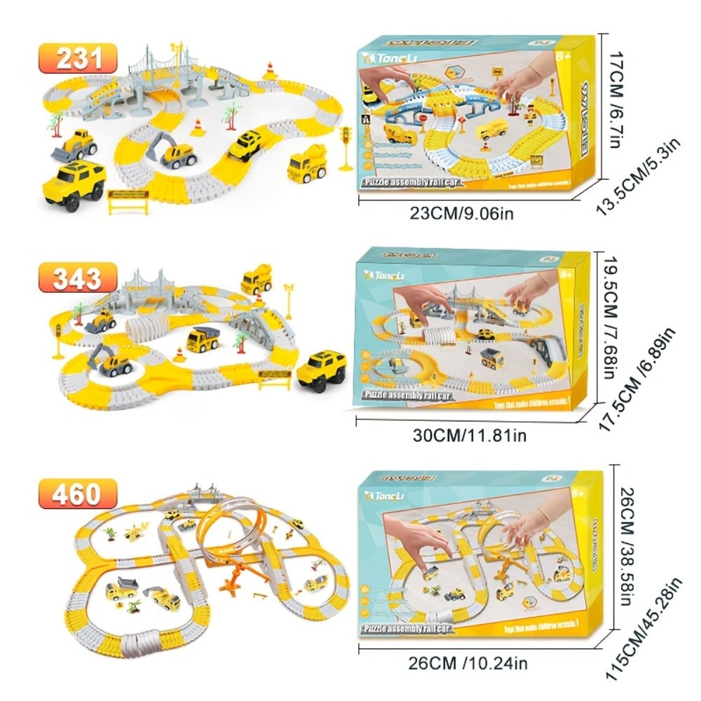 Roller Coaster Track Set, 467 Pieces with Electric Race Car, DIY Build-Your-Own Track Toy Ages 3-8
