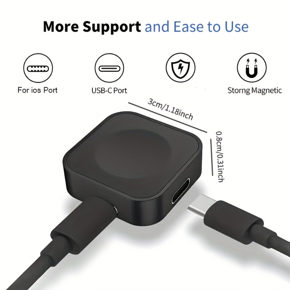 Apple Watch Magnetic Charging Cable Portable Charger, Compatible with iWatch Ultra 2 Series 10 9 8 7 6 SE SE2, USB-A Adapter Magnetic Docking, Compact Travel & Bedside Smartwatch Charger – 6 Colors Available