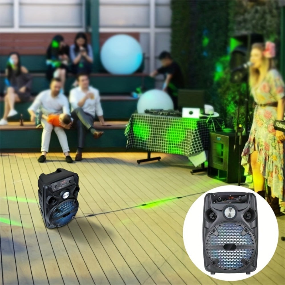 1100W Party Speaker with 7-Mode LED Lighting & Microphone – Portable Wireless Subwoofer, 8-Inch Bass Driver, Speaker Stand, 1800mAh Rechargeable Battery, TF USB AUX FM for Outdoor Parties & Karaoke