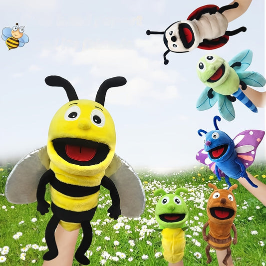 Insect Hand Puppet, 13-Inch Plush with Movable Mouth, Six Insect Styles