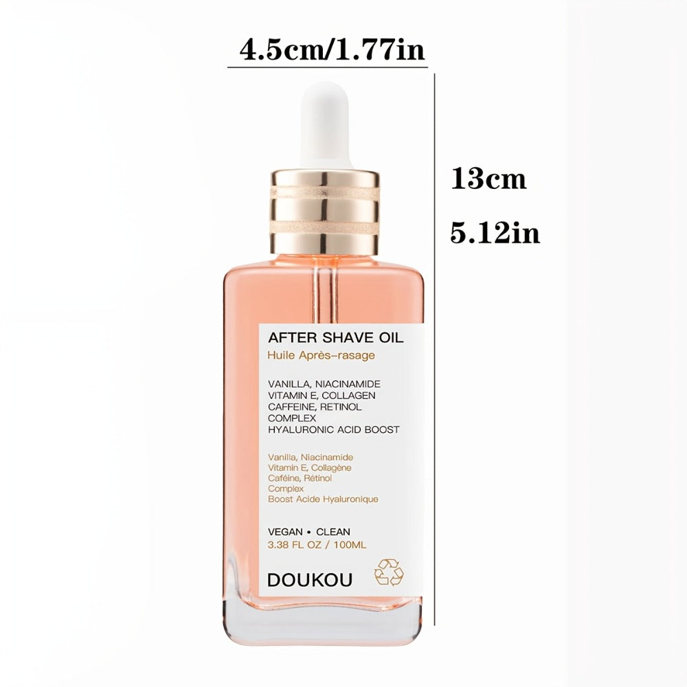 Aftershave Oil for Men Vanilla Scent - Hyaluronic Acid Collagen Vitamin E Retinol Niacinamide Caffeine Hydrating Post Shave Oil Ingrown Hair Prevention Face Body Skin Care 1.69 oz 3.38 oz