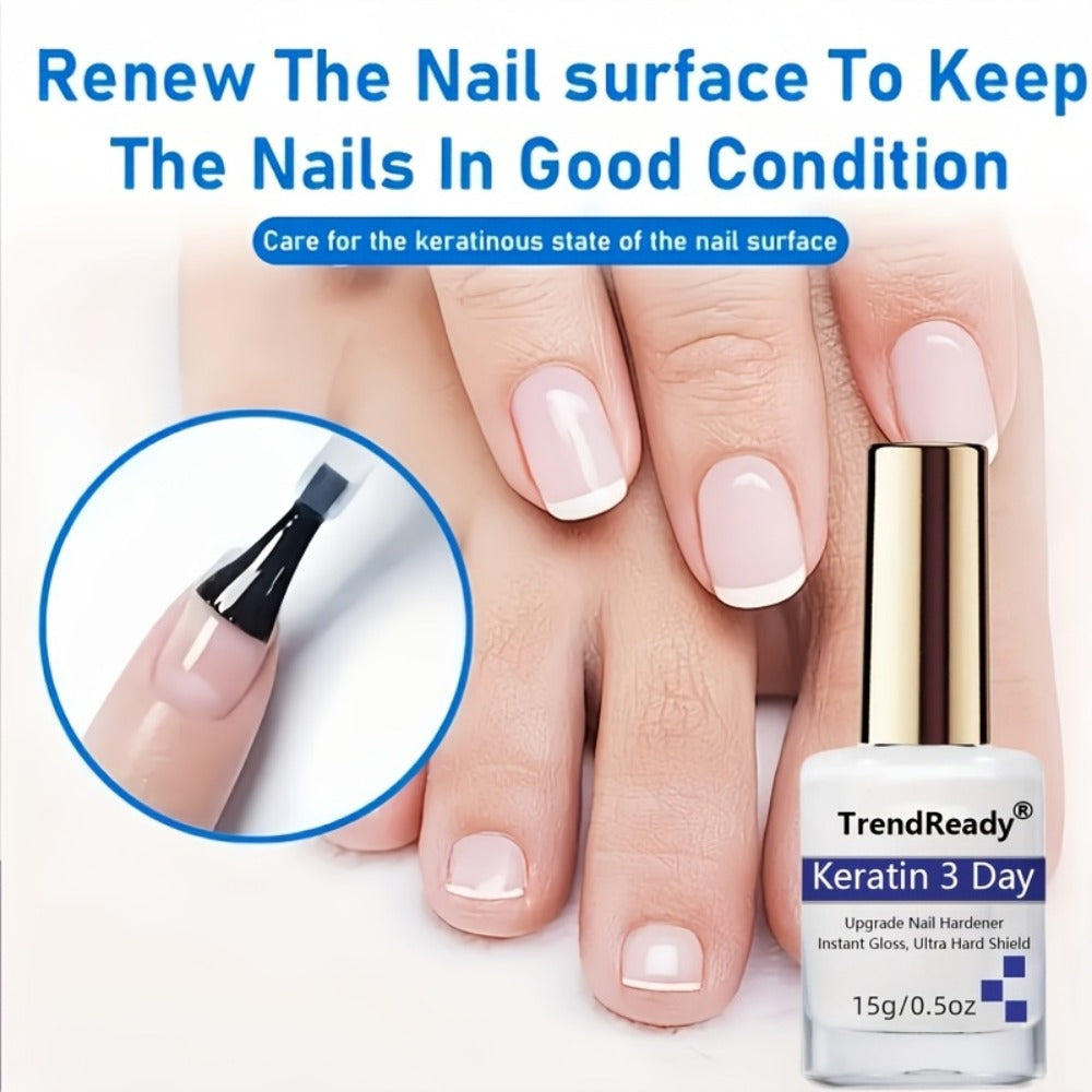 Nail Hardener for Weak Brittle Splitting Nails 2 Pack - Extra Strong Fast Drying Long Lasting White Nail Strengthener with Vitamin E Base Coat Manicure Treatment for Women Nail Care
