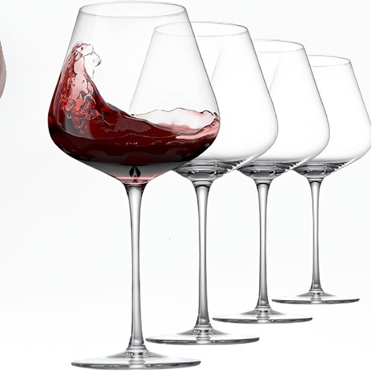 Red Wine Glasses, Hand-Blown 23 oz Crystal Burgundy Stemware, Set of 4