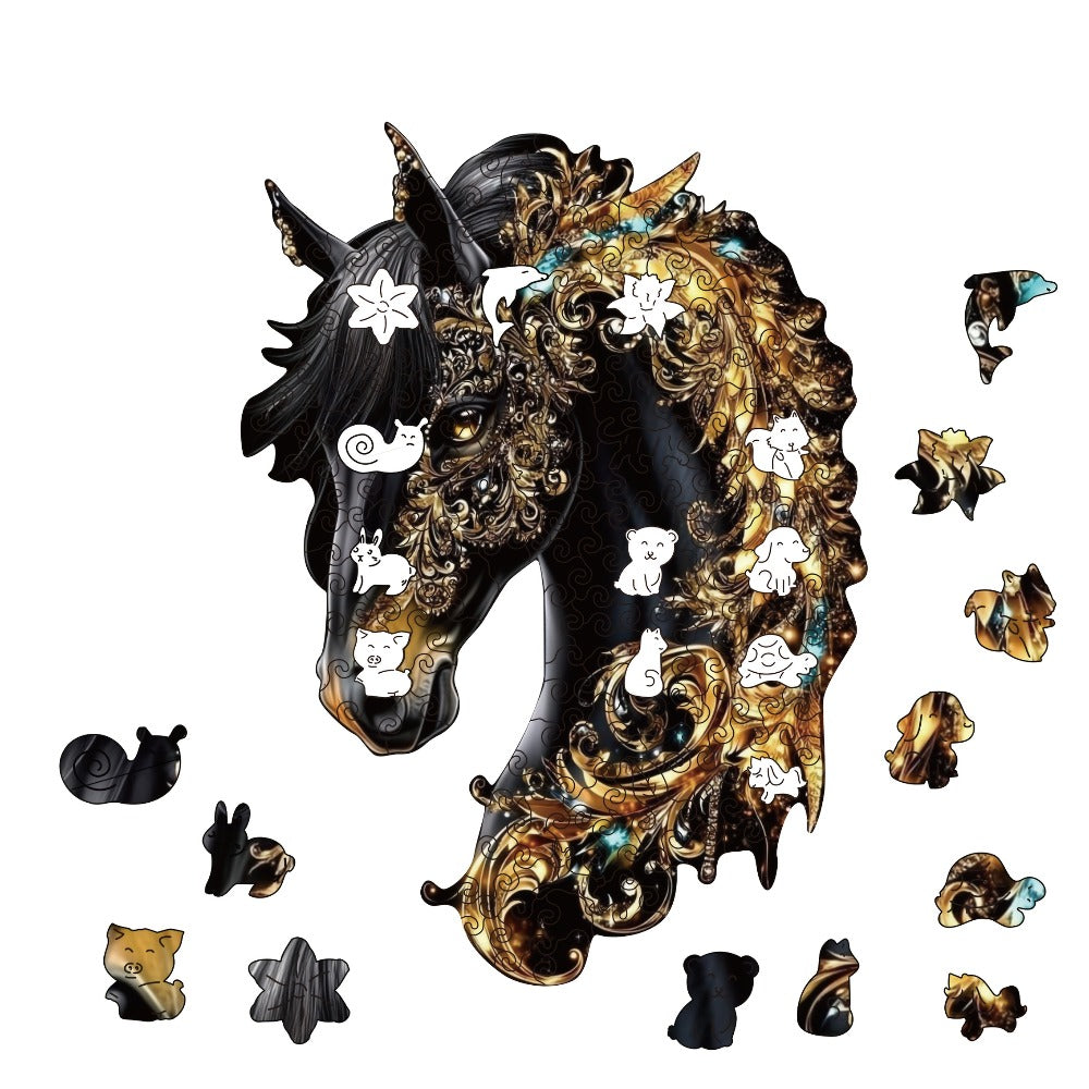 Horse-Shaped Jigsaw Puzzle in Mixed Colors, Three Size Options