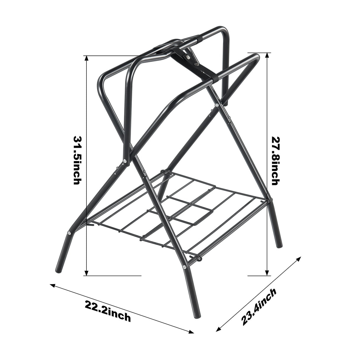 Folding Saddle Rack Freestanding Horse Saddle Stand – Holds 132 lbs, Carbon Steel, Quick-Release Setup, Portable & Space-Saving for Stable, Garage & Barn, 1 or 2 Pack