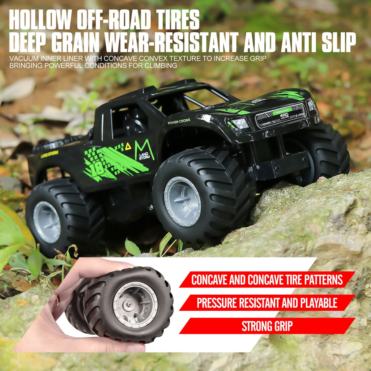Amphibious RC Car 1:16 Scale 4WD, Waterproof Monster Truck or Pickup, 2 Batteries